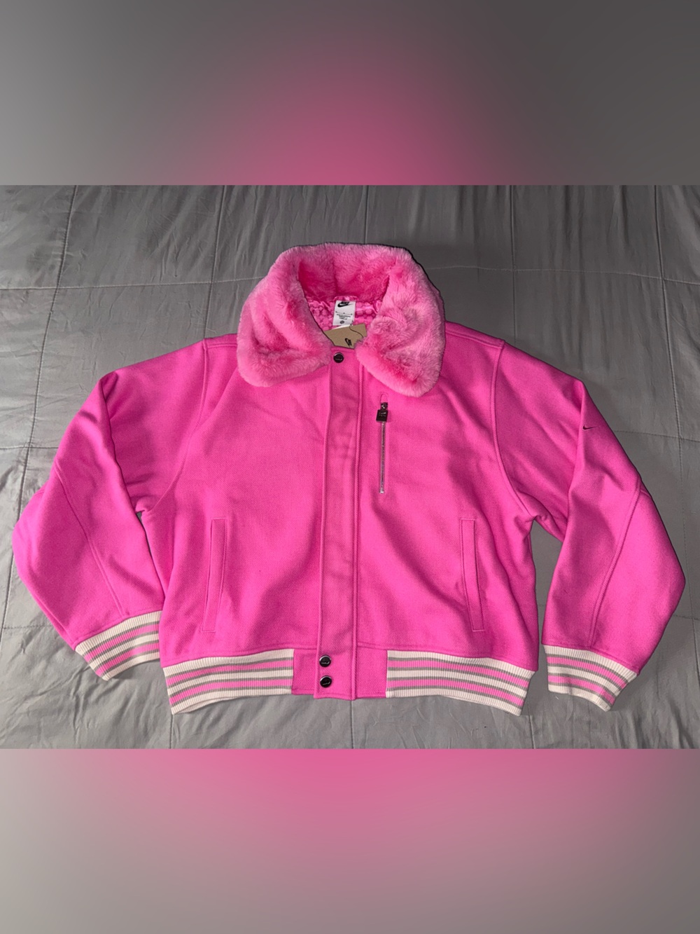 Nike Naomi Osaka Full Zip Varsity Wool Jacket Pink Women’s Size M HV2058-675